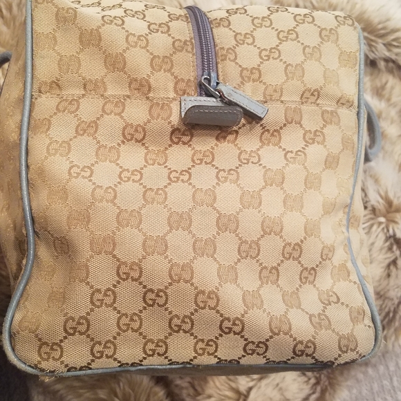Gucci Monogram Web Carry on Travel Duffle Vintage Canvas w/Blue leather - Picture 8 of 16